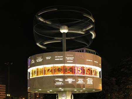 Weltzeituhr bei Nacht