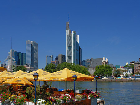 Skyline von Frankfurt mit Schöfferhofer Weizen